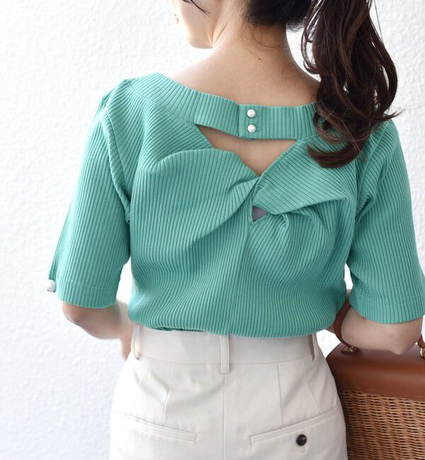 SHIPS for women「*オーガニックコットン バック クロス リブ トップス◇」|Tシャツ・カットソー|