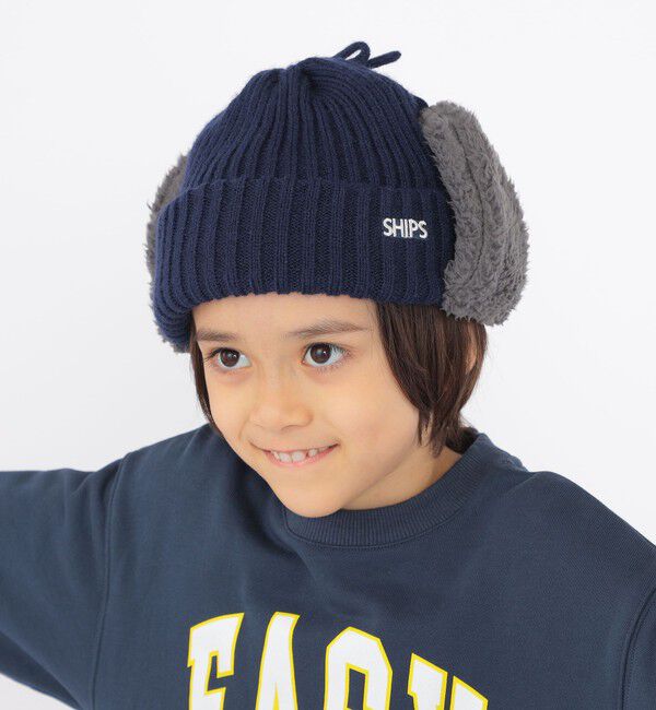 SHIPS KIDS「SHIPS KIDS:フェイクファー フラップ ワッチ」|ニット帽|