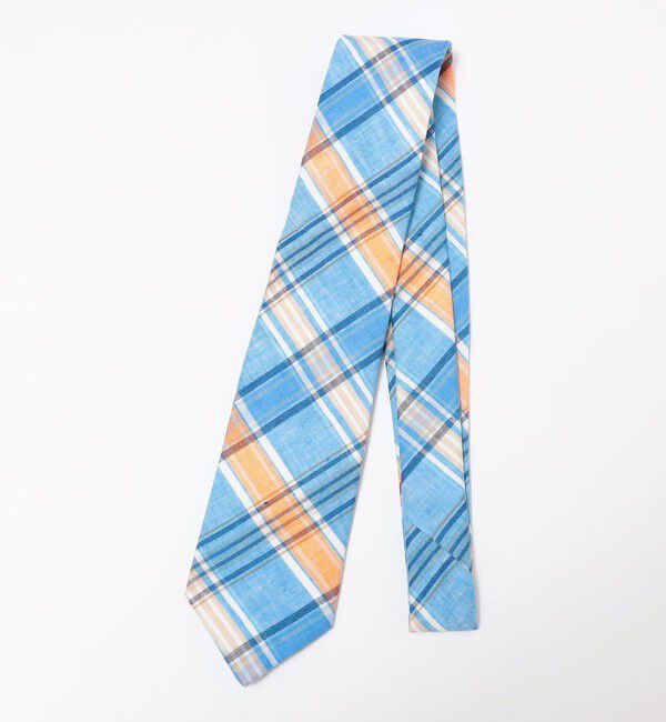 SHIPS「BREUER: リネン マドラス チェック ネクタイ」|ネクタイ・蝶ネクタイ|ブルー系