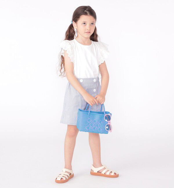 SHIPS KIDS「SHIPS KIDS:100～130cm / レース フリル 半袖 TEE」|Tシャツ・カットソー|