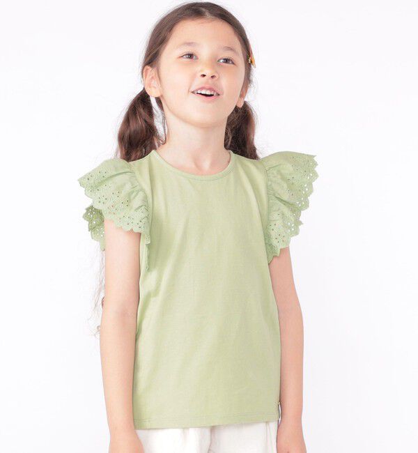 SHIPS KIDS「SHIPS KIDS:100～130cm / レース フリル 半袖 TEE」|Tシャツ・カットソー|