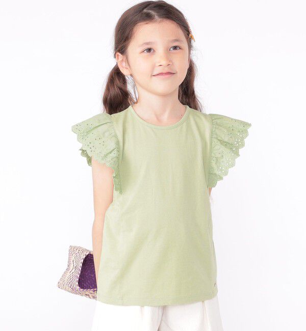 SHIPS KIDS「SHIPS KIDS:100～130cm / レース フリル 半袖 TEE」|Tシャツ・カットソー|