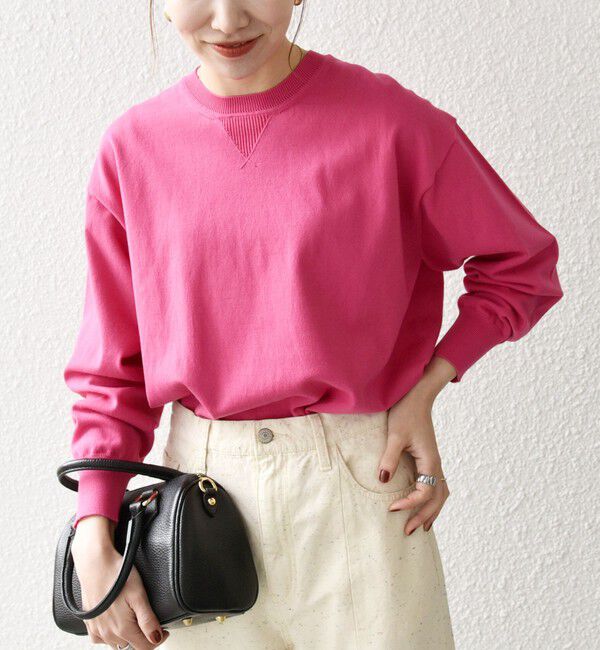 SHIPS any「SHIPS any:〈手洗い可能〉スウェットライク ニット プルオーバー」|ニット・セーター|ピンク