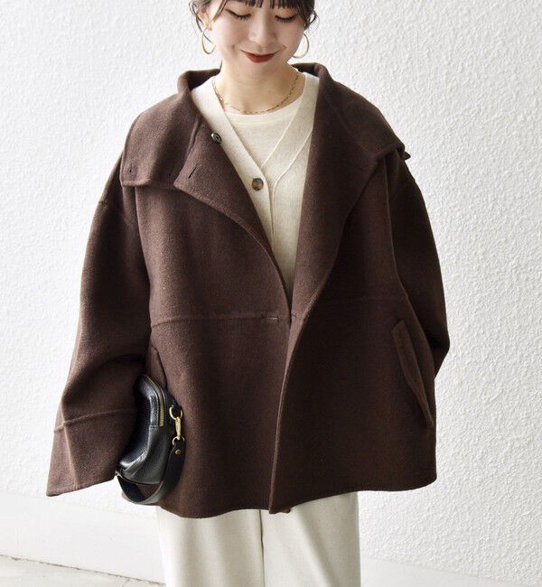 SHIPS any「《一部追加予約》【WEB限定】SHIPS any: リバー スタンドカラー ポンチョ ショート コート」|その他|