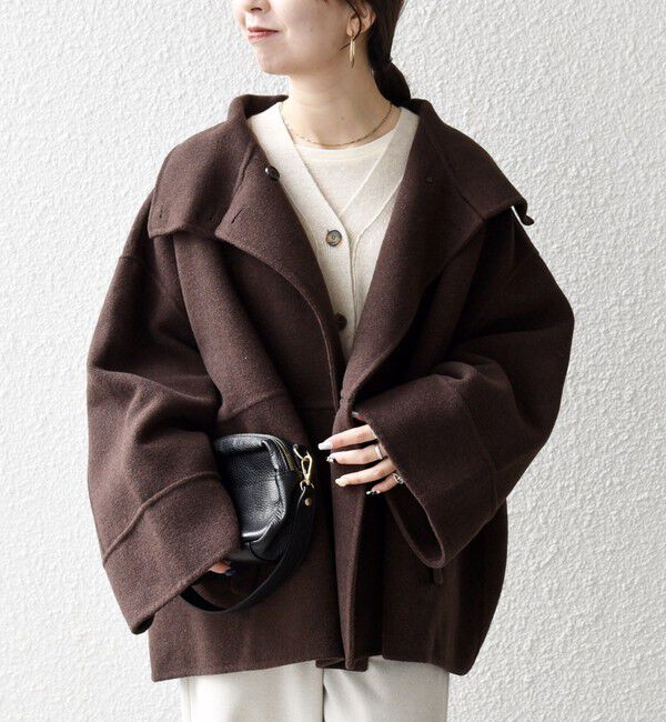 SHIPS any「《一部追加予約》【WEB限定】SHIPS any: リバー スタンドカラー ポンチョ ショート コート」|その他|