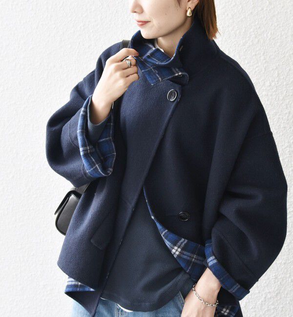 SHIPS any「《一部追加予約》【WEB限定】SHIPS any: リバー スタンドカラー ポンチョ ショート コート」|その他|