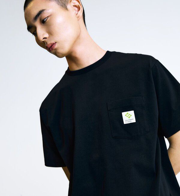 SHIPS「City Ambient Products: スクエアロゴ ポケット Tシャツ」|Tシャツ・カットソー|ブラック