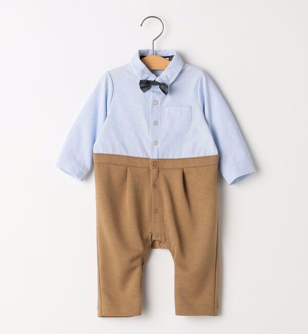 SHIPS KIDS「SHIPS KIDS:70～80cm / 蝶ネクタイ 長袖 ロンパース」|ロンパース|ベージュ