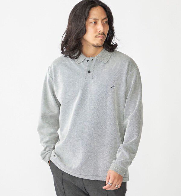 SHIPS「【WEB限定】SHIPS:〈抗菌・防臭〉ワンポイント ロゴ バーズアイ ロングスリーブ ポロシャツ」|ポロシャツ|ダークグレー