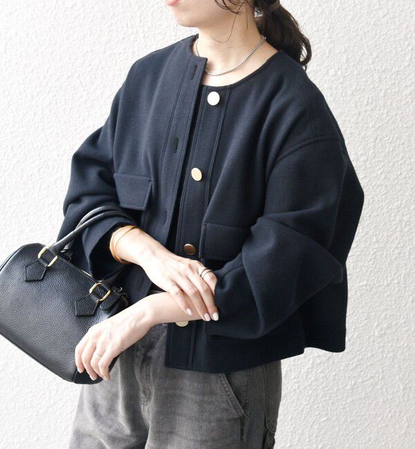 SHIPS any「SHIPS any: エア ニードル ポケット コンパクト ノーカラー ジャケット」|ノーカラージャケット|