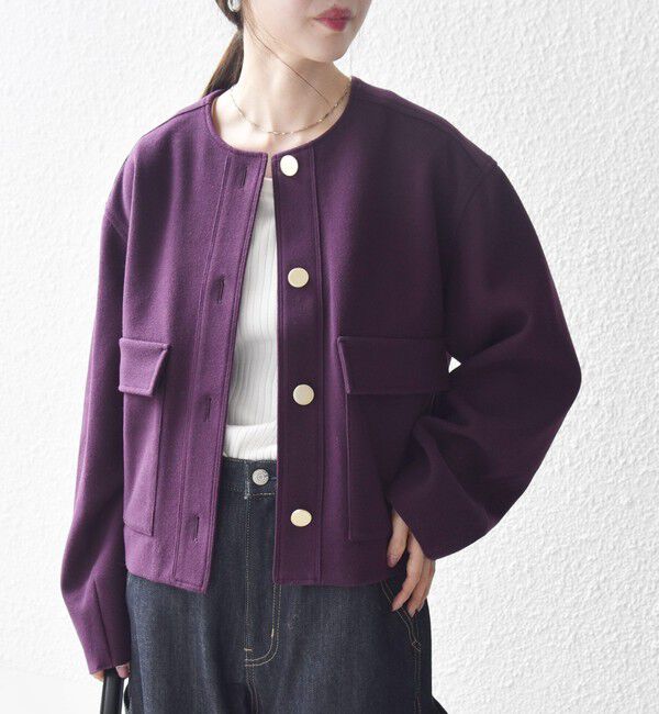 SHIPS any「SHIPS any: エア ニードル ポケット コンパクト ノーカラー ジャケット」|ノーカラージャケット|