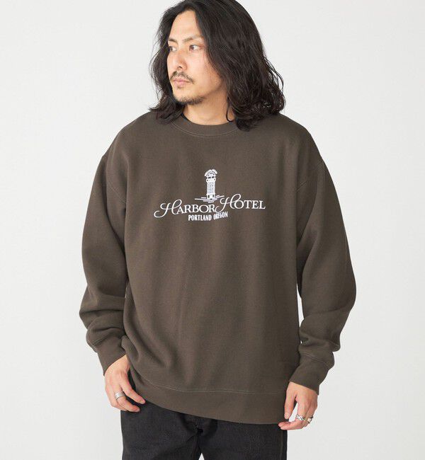 SHIPS「SHIPS: コットン ポリエステル プリント ライト クルーネック スウェット」|スウェット・ジャージ|ダークグレー