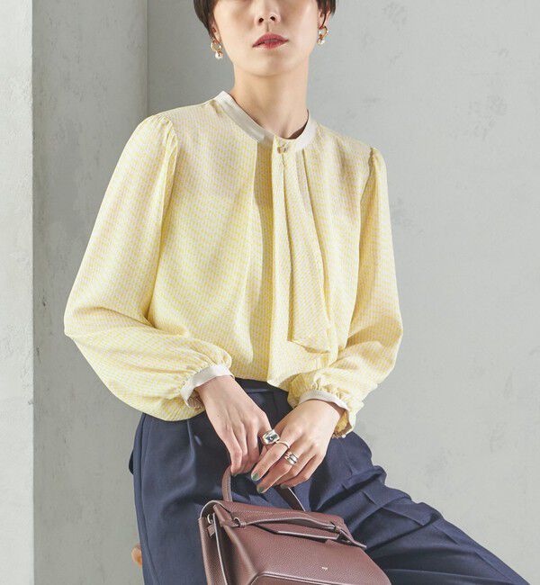 SHIPS for women「〈手洗い可能〉ボウタイ 幾何 プリント 長袖 ブラウス」|シャツ・ブラウス|イエロー