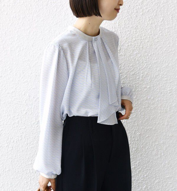 SHIPS for women「〈手洗い可能〉ボウタイ 幾何 プリント 長袖 ブラウス」|シャツ・ブラウス|