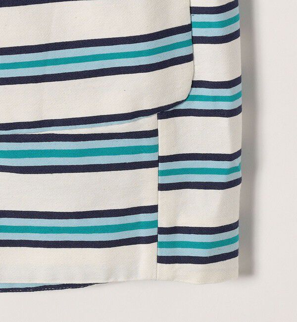 SHIPS any「SHIPS any:キャンバス ボーダー コクーン ノーカラー コート」|ノーカラーコート|