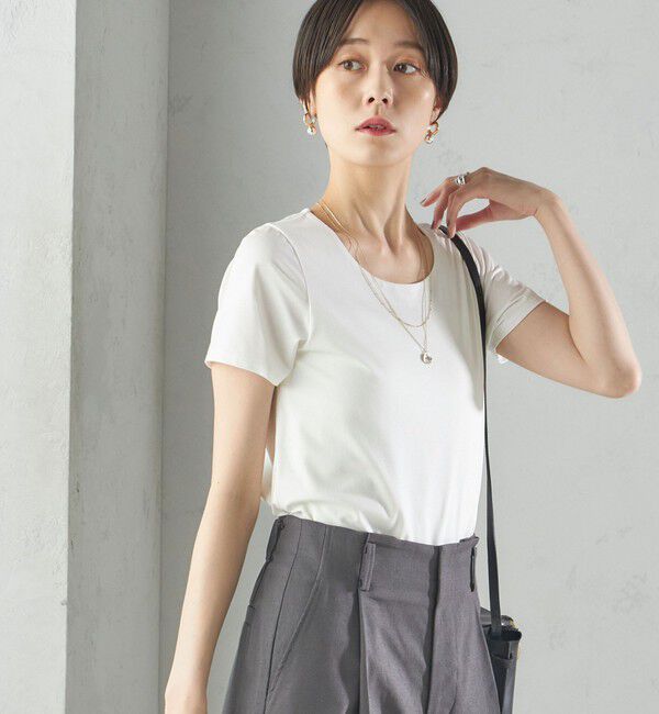 SHIPS for women「〈手洗い可能〉SORONA(R) クルーネック TEE」|Tシャツ・カットソー|オフホワイト