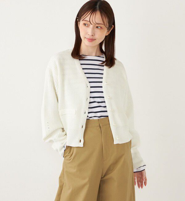 SHIPS Colors 「SHIPS Colors:〈手洗い可能〉Vネック パールモチーフボタン カーディガン」|カーディガン|