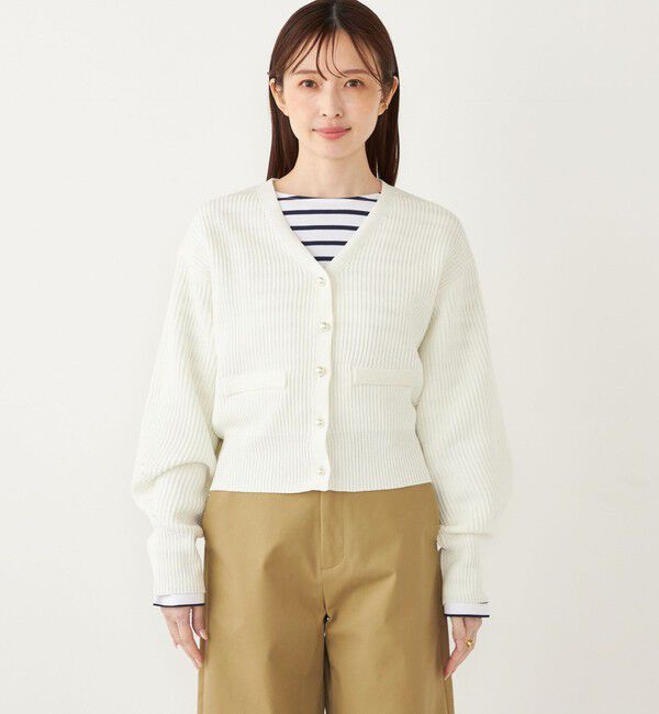 SHIPS Colors 「SHIPS Colors:〈手洗い可能〉Vネック パールモチーフボタン カーディガン」|カーディガン|