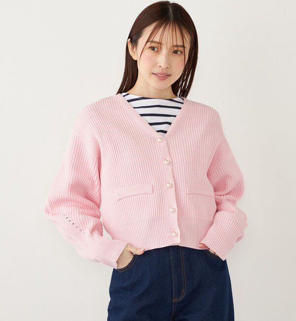 SHIPS Colors 「SHIPS Colors:〈手洗い可能〉Vネック パールモチーフボタン カーディガン」|カーディガン|