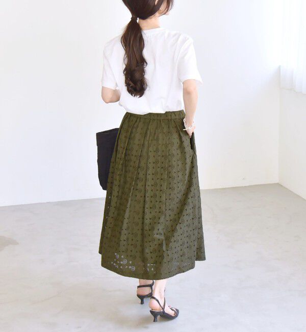 quaranciel「quaranciel:〈手洗い可能〉フラワー レース ランダム タック スカート」|スカート|