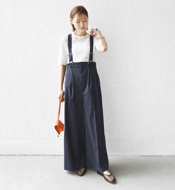 SHIPS for women「〈手洗い可能〉ラッセル レース クルーネック 5分袖 カットソー」|Tシャツ・カットソー|