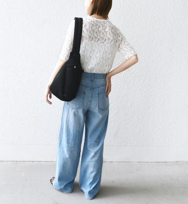 SHIPS for women「〈手洗い可能〉ラッセル レース クルーネック 5分袖 カットソー」|Tシャツ・カットソー|