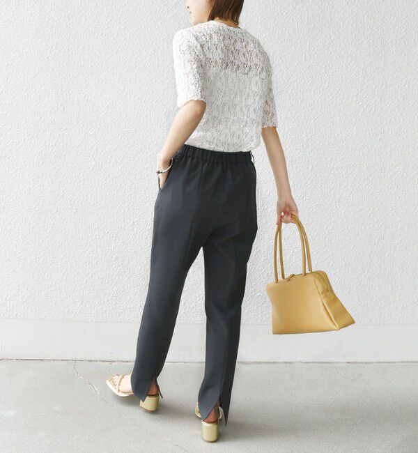 SHIPS for women「〈手洗い可能〉ラッセル レース クルーネック 5分袖 カットソー」|Tシャツ・カットソー|