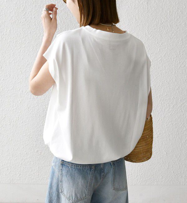 SHIPS any「SHIPS any:〈接触冷感/汗染み防止加工/洗濯機可能〉ドロスト フレンチスリーブ TEE」|Tシャツ・カットソー|