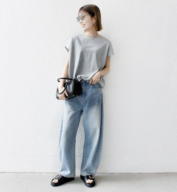 SHIPS any「SHIPS any:〈接触冷感/汗染み防止加工/洗濯機可能〉ドロスト フレンチスリーブ TEE」|Tシャツ・カットソー|