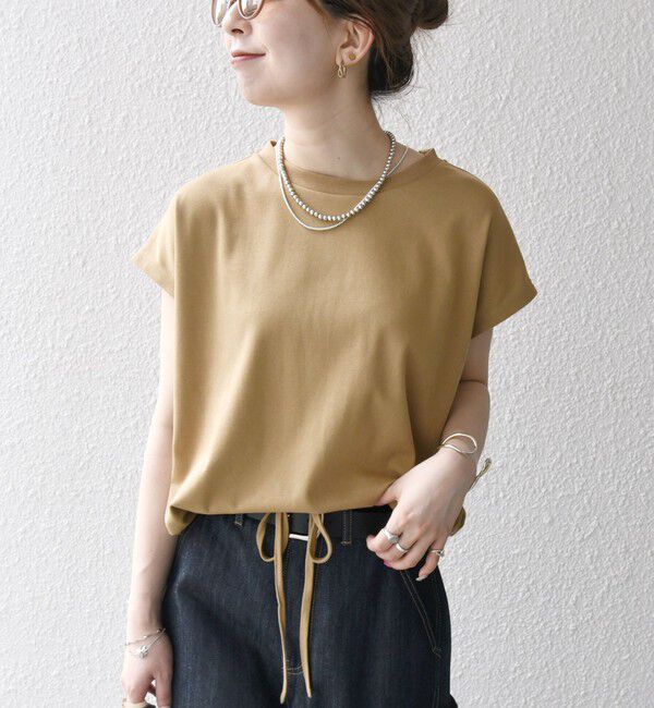 SHIPS any「SHIPS any:〈接触冷感/汗染み防止加工/洗濯機可能〉ドロスト フレンチスリーブ TEE」|Tシャツ・カットソー|