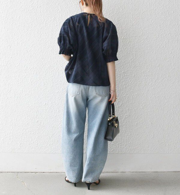 SHIPS any「SHIPS any:〈洗濯機可能〉シアー チェック ドルマン シャーリング パフ ブラウス」|シャツ・ブラウス|