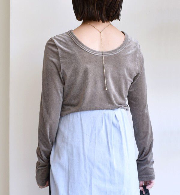 SHIPS for women「〈手洗い可能〉シアー トリコット  ポリエステル ベロア 前後2WAY ロングスリーブ」|Tシャツ・カットソー|