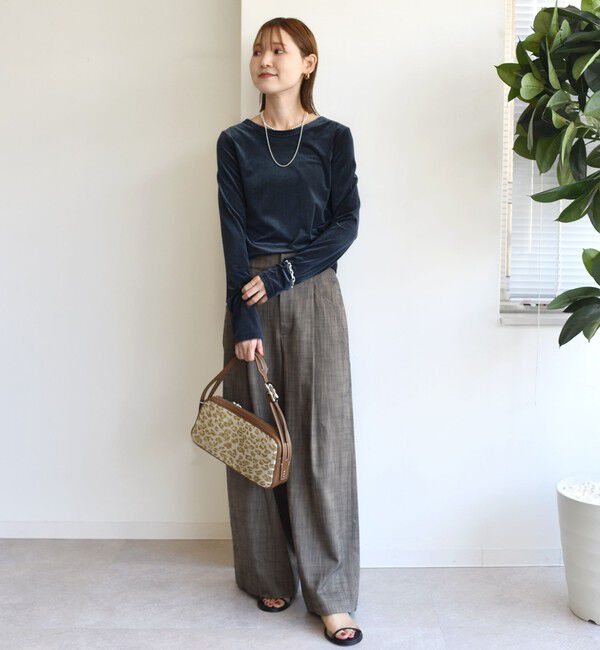 SHIPS for women「〈手洗い可能〉シアー トリコット  ポリエステル ベロア 前後2WAY ロングスリーブ」|Tシャツ・カットソー|