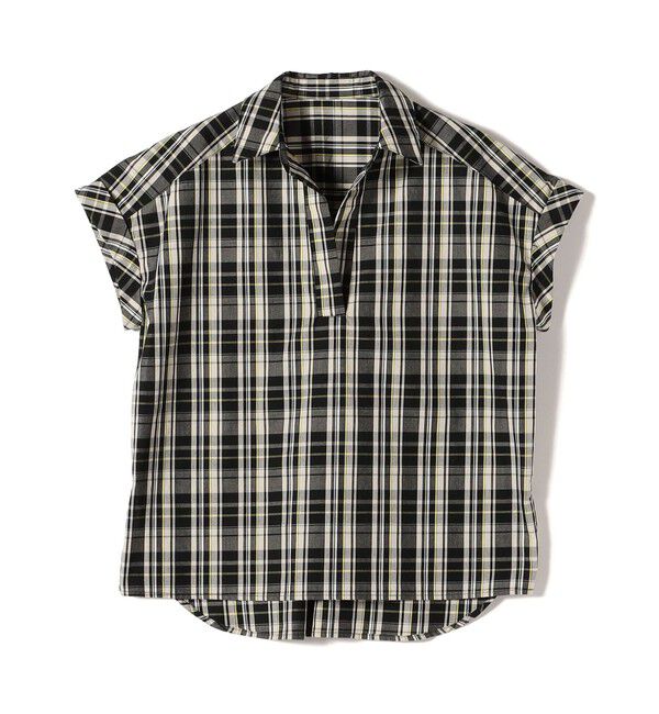 SHIPS Colors 「innowave:〈手洗い可能〉TC チェック スキッパー フレンチスリーブ ブラウス」|シャツ・ブラウス|