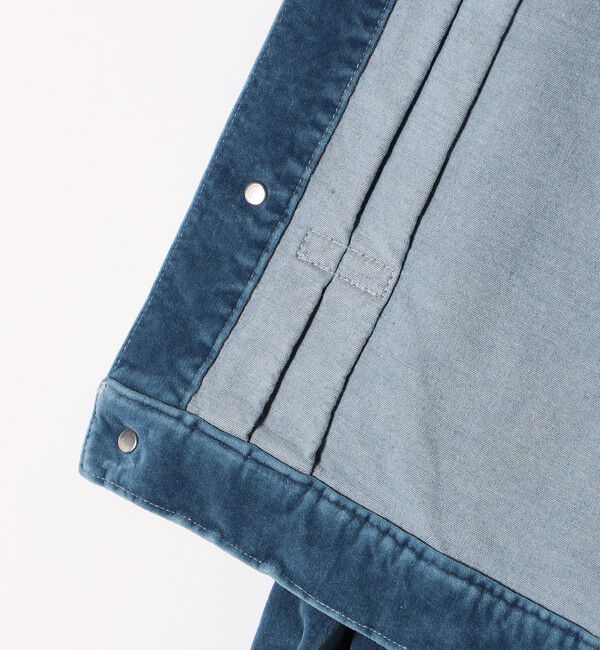 quaranciel「quaranciel:〈洗濯機可能〉コットン ベロア インディゴ ボリュームスリーブ ショート ブルゾン」|ブルゾン・スタジャン|