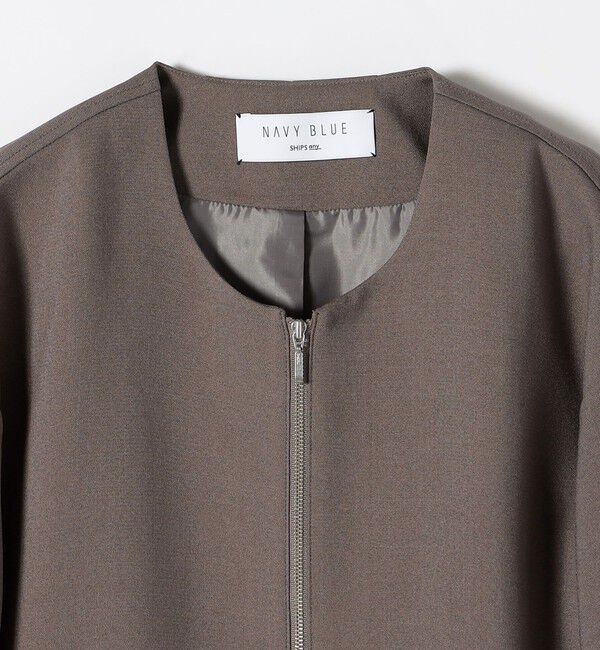 SHIPS any「《一部追加予約》SHIPS any:〈洗濯機可能〉ダブルクロス ノーカラー ジップ ブルゾン［NAVY BLUE］」|ノーカラージャケット|