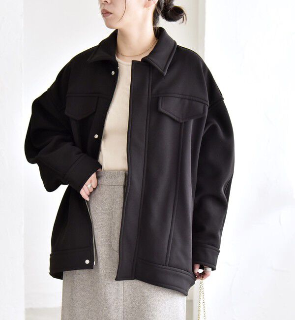 quaranciel「quaranciel:〈洗濯機可能〉ダンボール 裏起毛 コクーン オーバー シャツ ジャケット」|ブルゾン・スタジャン|