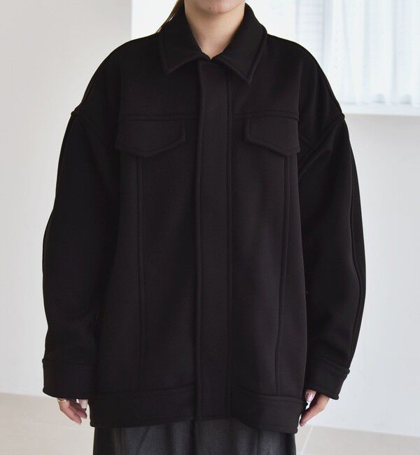 quaranciel「quaranciel:〈洗濯機可能〉ダンボール 裏起毛 コクーン オーバー シャツ ジャケット」|ブルゾン・スタジャン|