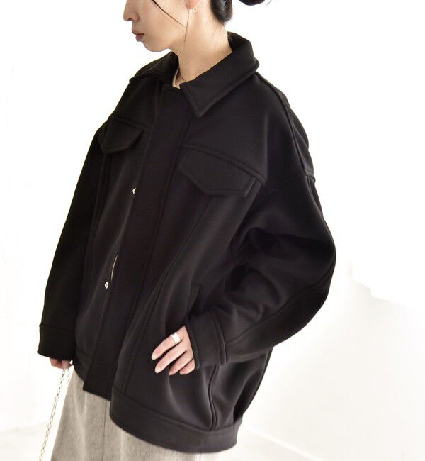 quaranciel「quaranciel:〈洗濯機可能〉ダンボール 裏起毛 コクーン オーバー シャツ ジャケット」|ブルゾン・スタジャン|