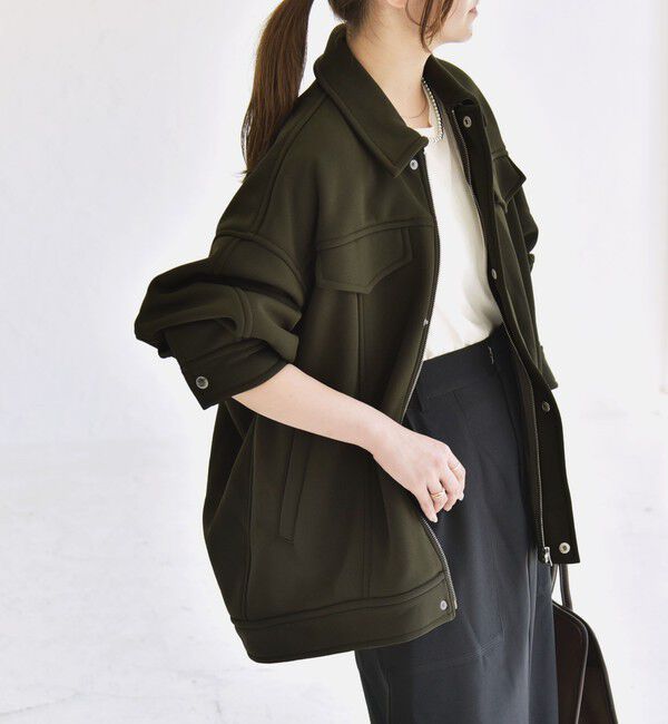 quaranciel「quaranciel:〈洗濯機可能〉ダンボール 裏起毛 コクーン オーバー シャツ ジャケット」|ブルゾン・スタジャン|