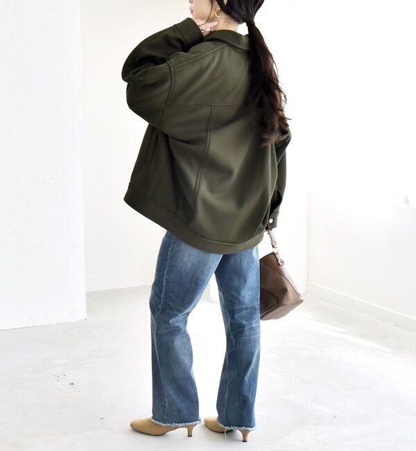 quaranciel「quaranciel:〈洗濯機可能〉ダンボール 裏起毛 コクーン オーバー シャツ ジャケット」|ブルゾン・スタジャン|