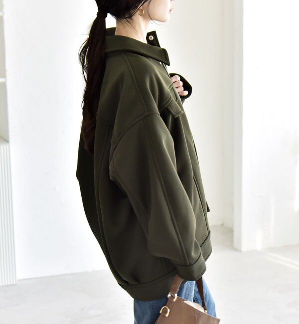 quaranciel「quaranciel:〈洗濯機可能〉ダンボール 裏起毛 コクーン オーバー シャツ ジャケット」|ブルゾン・スタジャン|