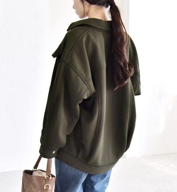 quaranciel「quaranciel:〈洗濯機可能〉ダンボール 裏起毛 コクーン オーバー シャツ ジャケット」|ブルゾン・スタジャン|