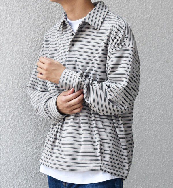 SHIPS any「SHIPS any: ブラッシュド マルチボーダー ヘムタック スピンドル ポロシャツ◇」|ポロシャツ|