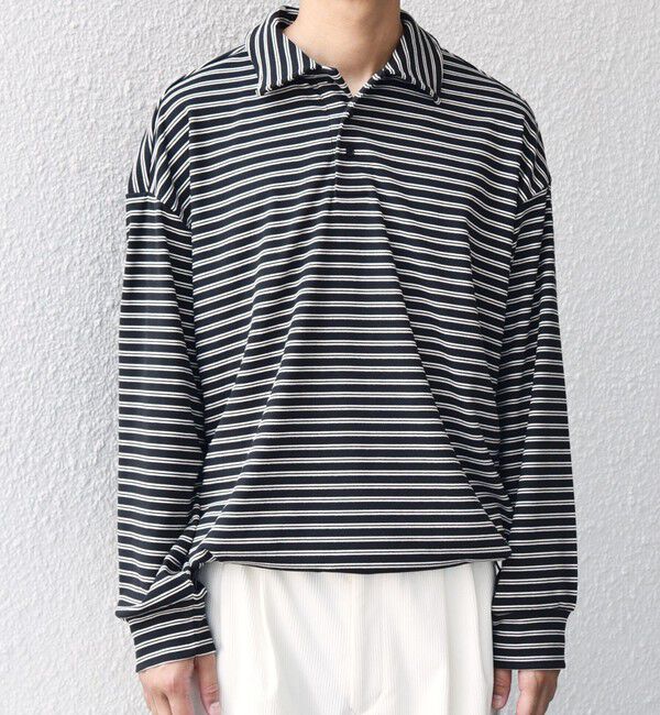 SHIPS any「SHIPS any: ブラッシュド マルチボーダー ヘムタック スピンドル ポロシャツ◇」|ポロシャツ|