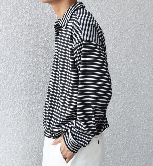 SHIPS any「SHIPS any: ブラッシュド マルチボーダー ヘムタック スピンドル ポロシャツ◇」|ポロシャツ|