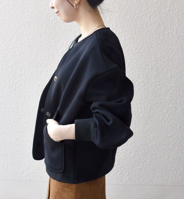 SHIPS any「SHIPS any:〈洗濯機可能〉ダンボール ノーカラー コンパクト ブルゾン」|ブルゾン・スタジャン|