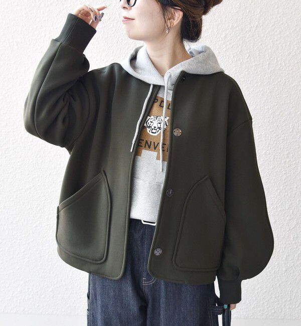 SHIPS any「SHIPS any:〈洗濯機可能〉ダンボール ノーカラー コンパクト ブルゾン」|ブルゾン・スタジャン|