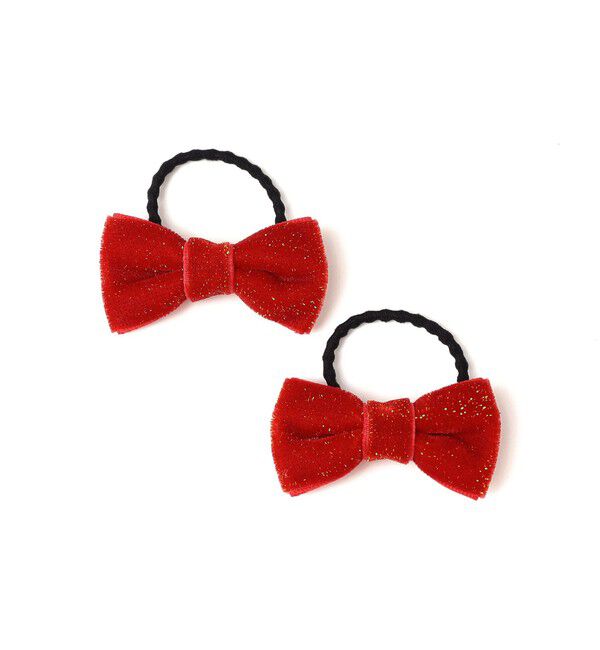 SHIPS KIDS「SHIPS KIDS: ラメ ミニ リボン ヘアゴム セット」|ヘアゴム・シュシュ|レッド