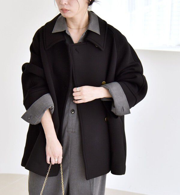 quaranciel「《追加予約》quaranciel:〈手洗い可能〉ダンボール ステンカラー ジャケット コート25AW」|ステンカラーコート|